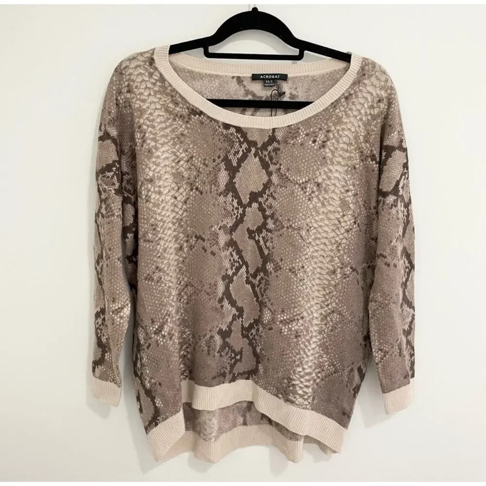 Acrobat Women's Taupe Snake Print Sweater